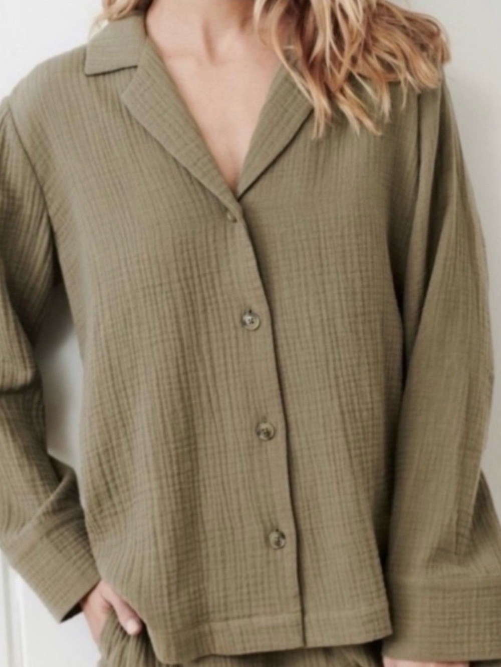 NEW ~JENNI KAYNE-~ 100% Cotton Gauze Sage Green Shirt Size XS